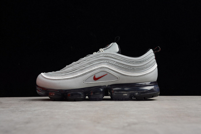 nike mens air vapormax 97 "silver bullet" metallic silver varsity red aj7291-002