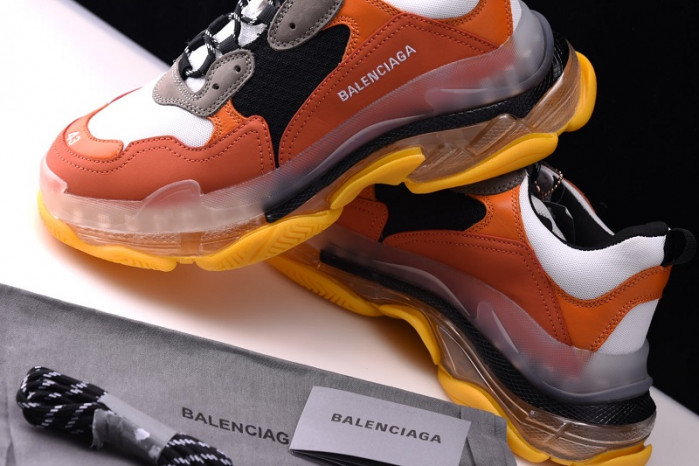 bl triple s trainers clear sole orange black 541624 w09e1 1766