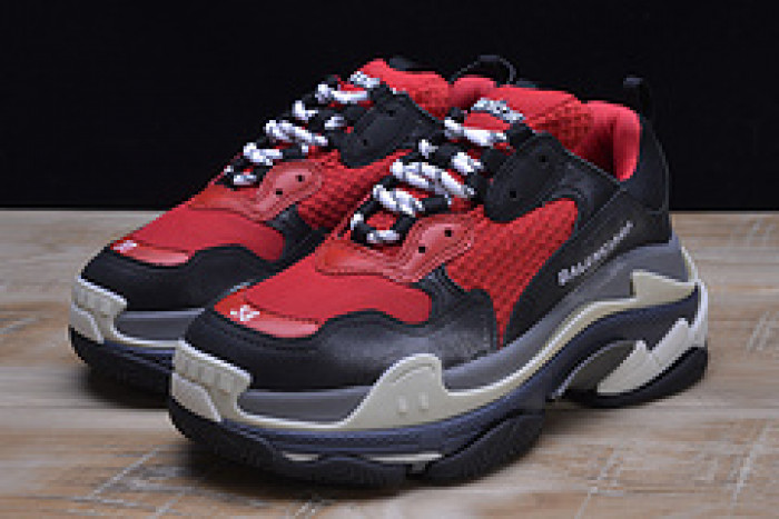 bl triple s sneakers red black